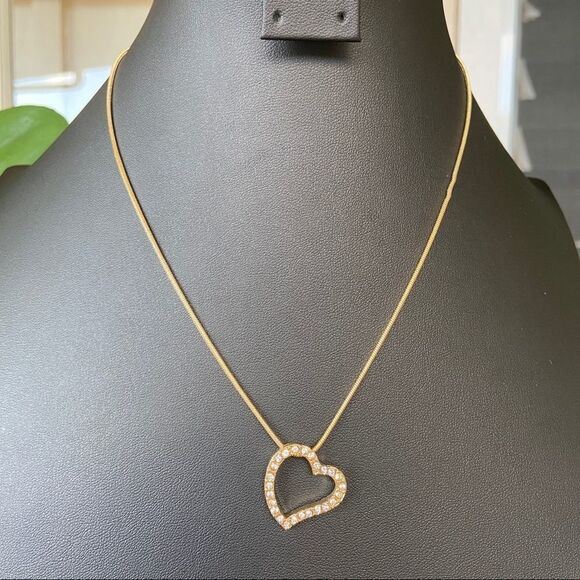 Gold Filled Open Heart Swarovski Crystals Necklace - Picture 7 of 7